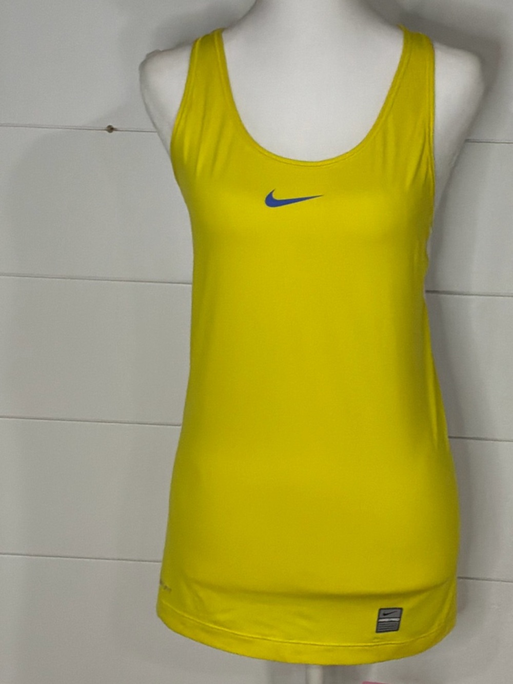 Nike Bright Yellow Racerback Tank with Blue Swoosh